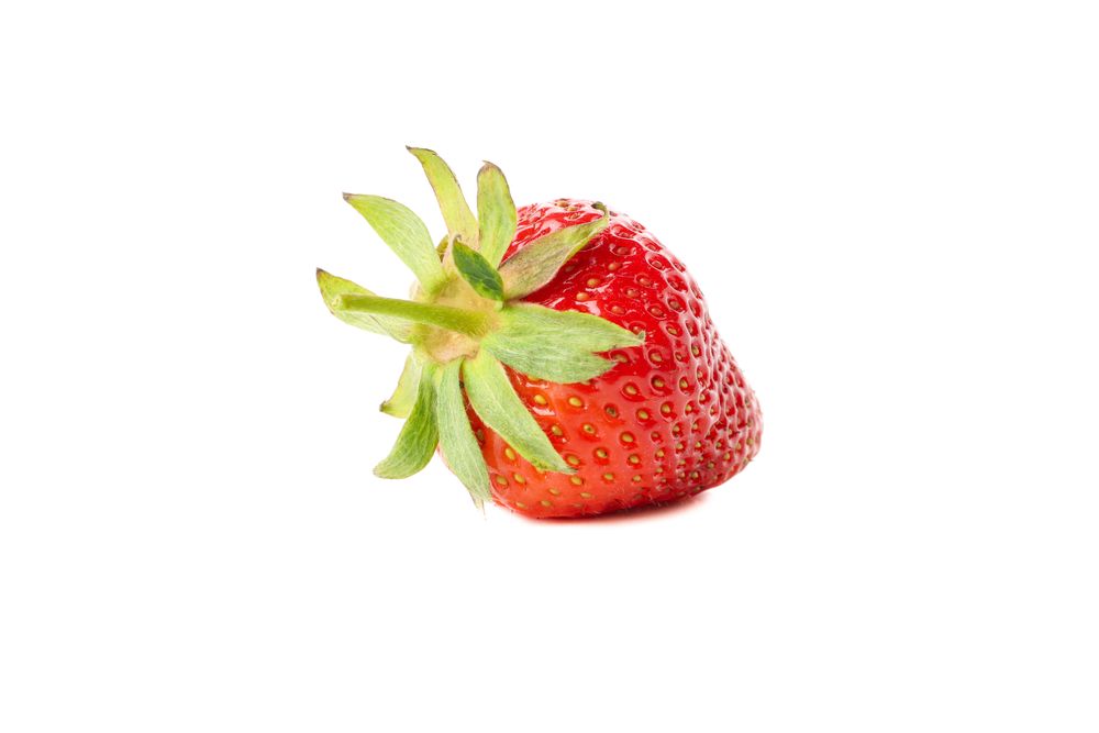 Tasty red strawberry isolated on plain background. Summer berry