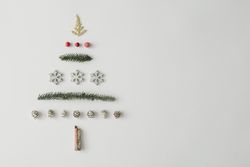 Christmas tree made of various natural winter things