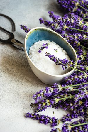Salt and lavender flowers