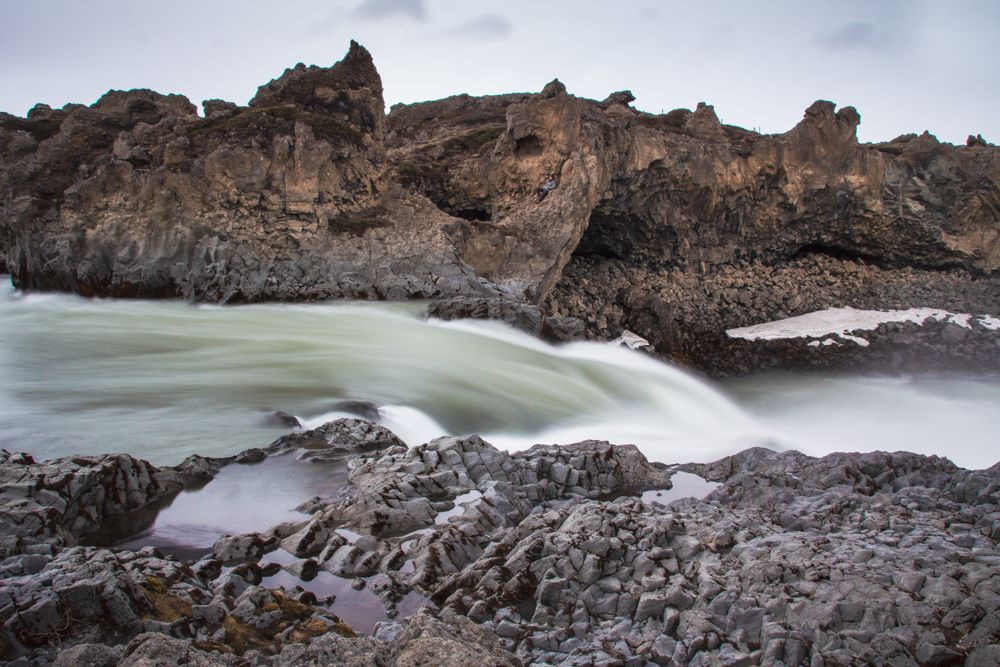 View of amazing river on cloudy day