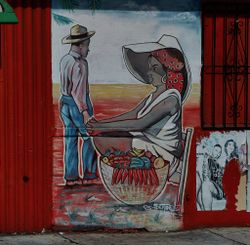 Colorful art on a fence in Miami, Florida’s Little Haiti