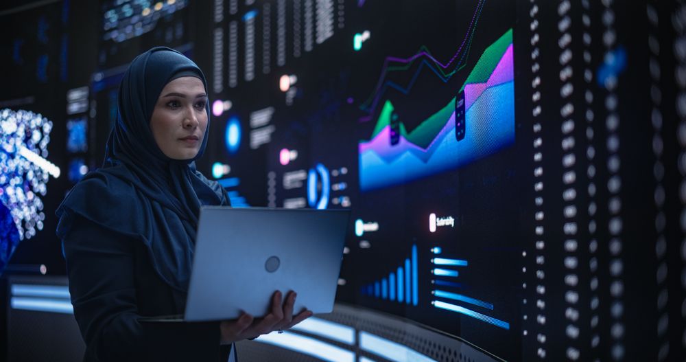 Portrait of Arab Female Working in an Advanced Technology Company.