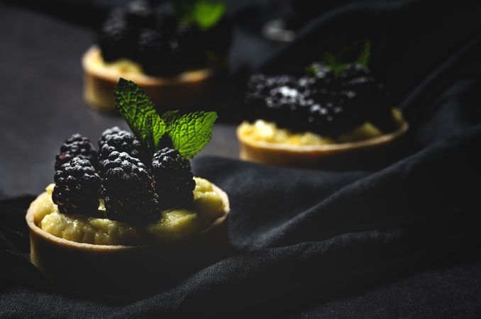 Homemade small cake with blackberries
