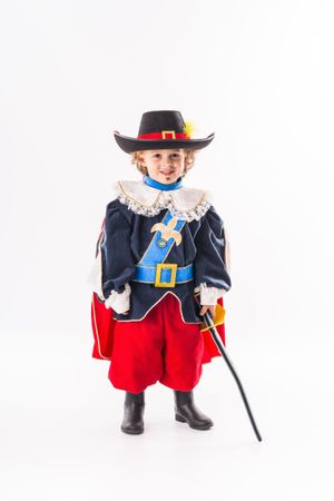 Fantastic disguise as a child musketeer for carnival