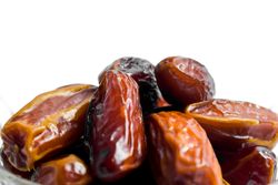 Close up fruits dates on isolated blank background