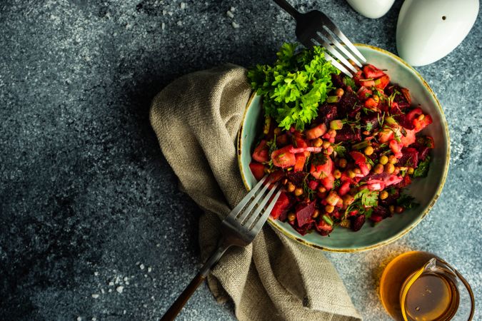 Top view of beet salad