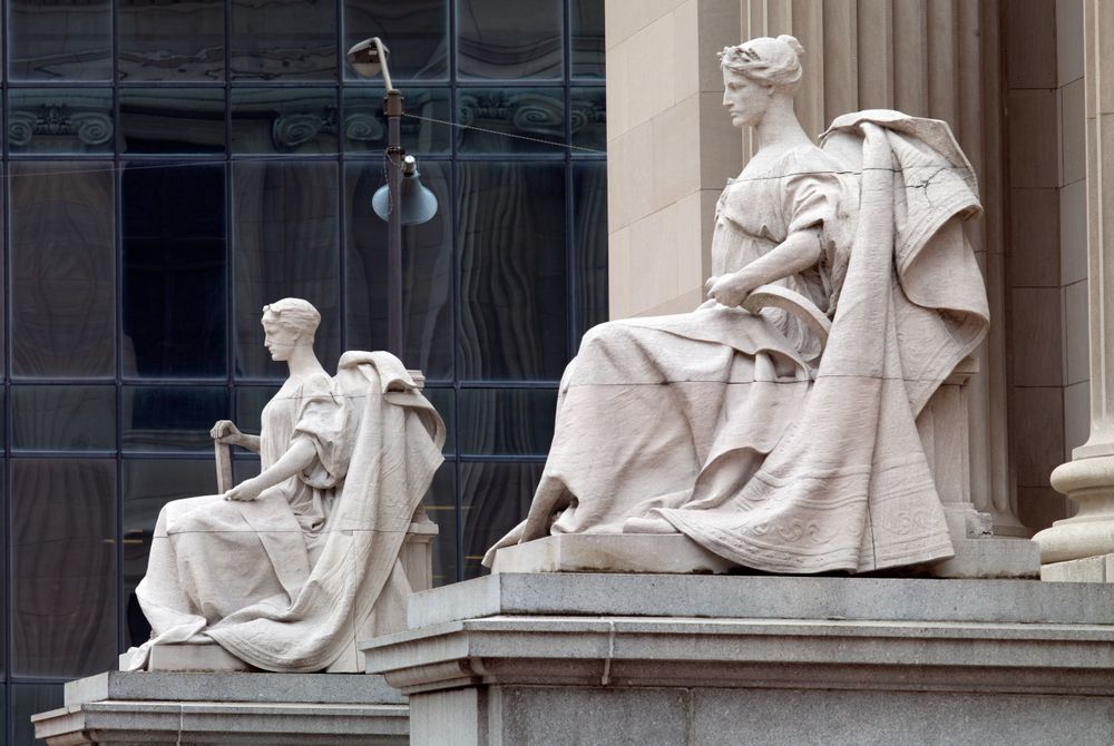 Heroic sculptures entitled "Industry, Science, Agriculture, and Literature” Indianapolis, Indiana
