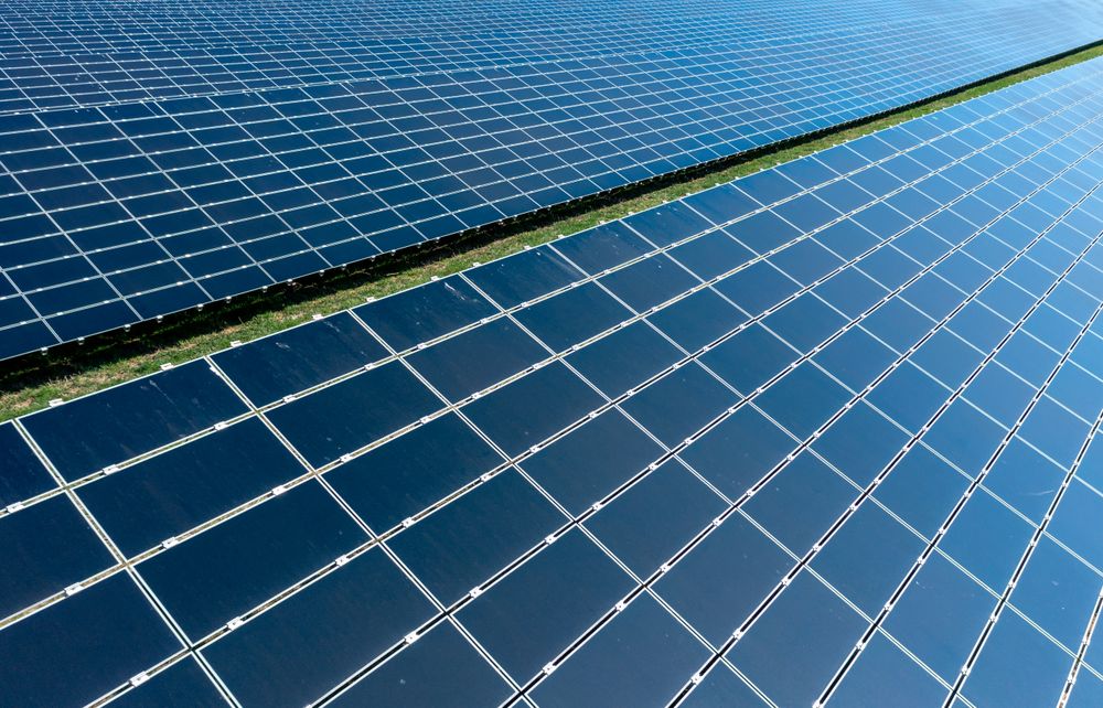 Solar panels above view close-up, on a sunny day in spring in Heilbronn, Germany