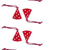 Red Christmas present tags with copy space