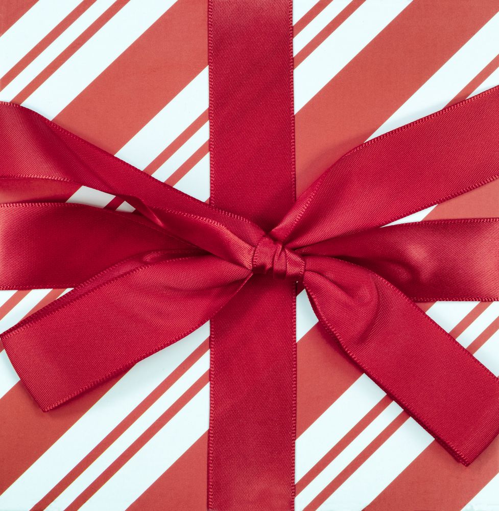 Christmas red striped pattern with bow