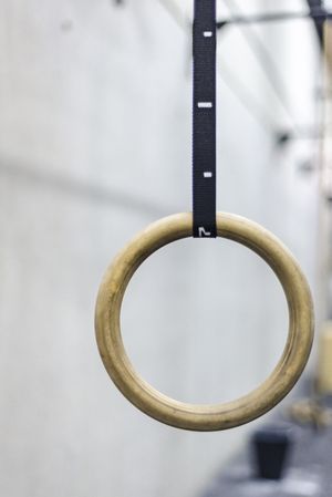 Gymnastic ring hanging in gym