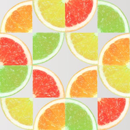 Slices of orange, lemon, grapefruit and lime on bright background