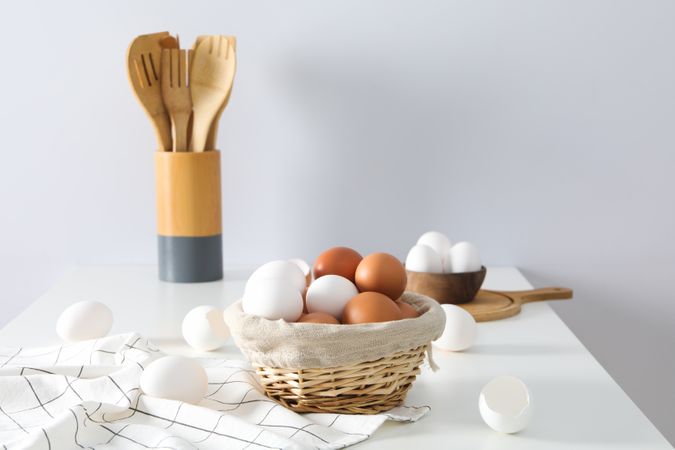 Concept of fresh and natural farm product - eggs