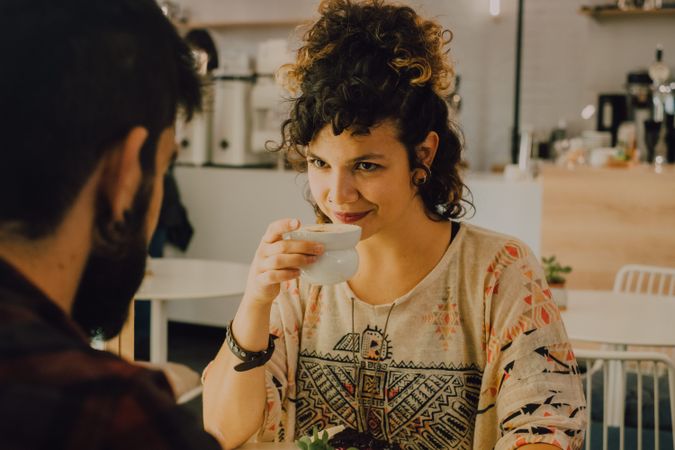 Loving couple having date in coffee shop