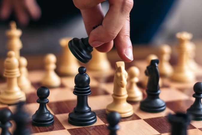 Chess game at home. Chess board with the pieces placed