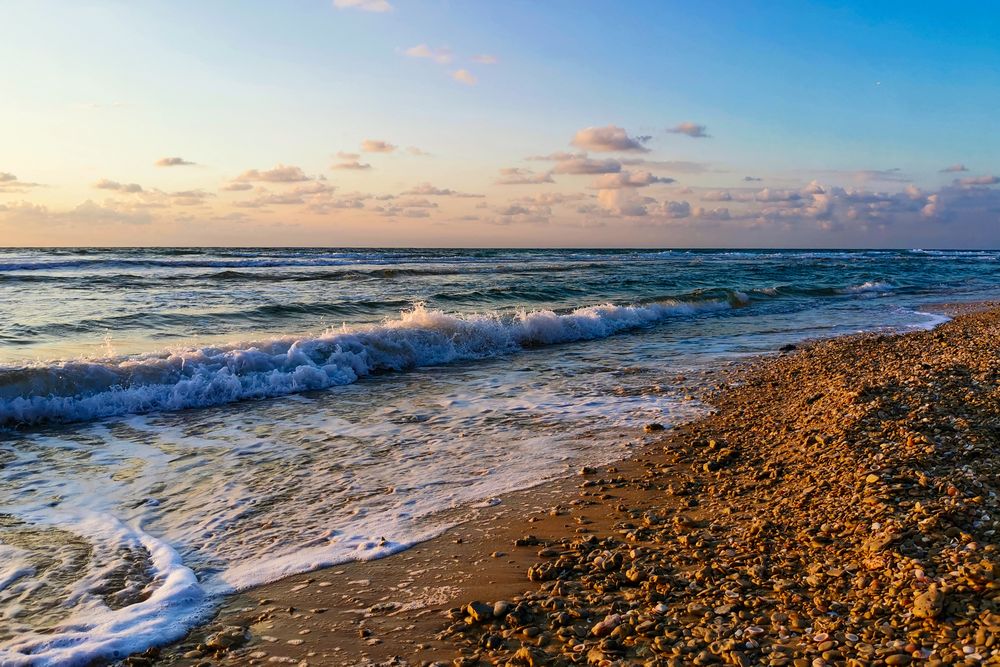 Seascape. Sunrise at coast