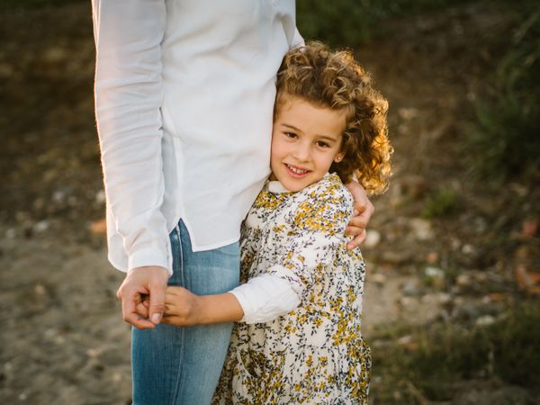Mother with her daughter at beach