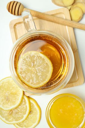 Cold treatment, healthcare concept - tea with ginger