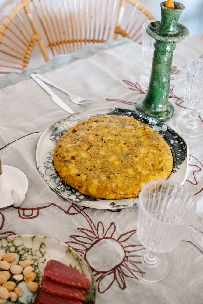 Frittata set on casual table