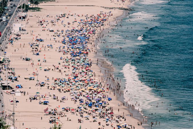 Aerial view of people on beach during daytime