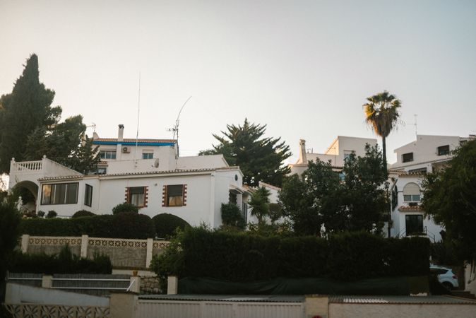 Luxury villas on town street