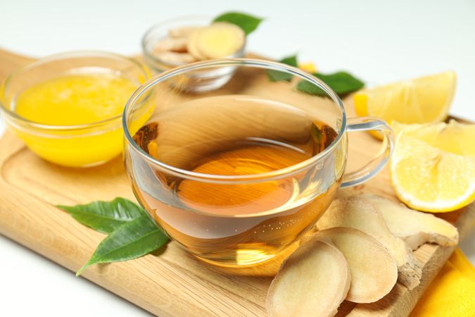 Cold treatment, healthcare concept - tea with ginger