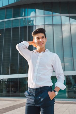 Modern elegant man on street