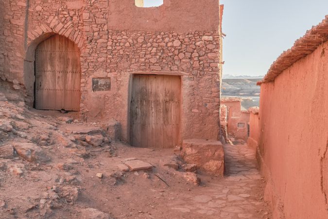 Ancient city in desert and wonderful sky