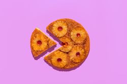 Pineapple tart isolated on a purple background