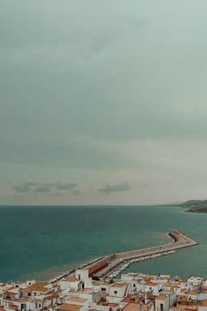 Sea port with pier and buildings