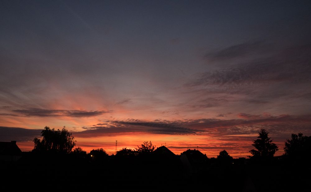 Dark orange sky at sunset