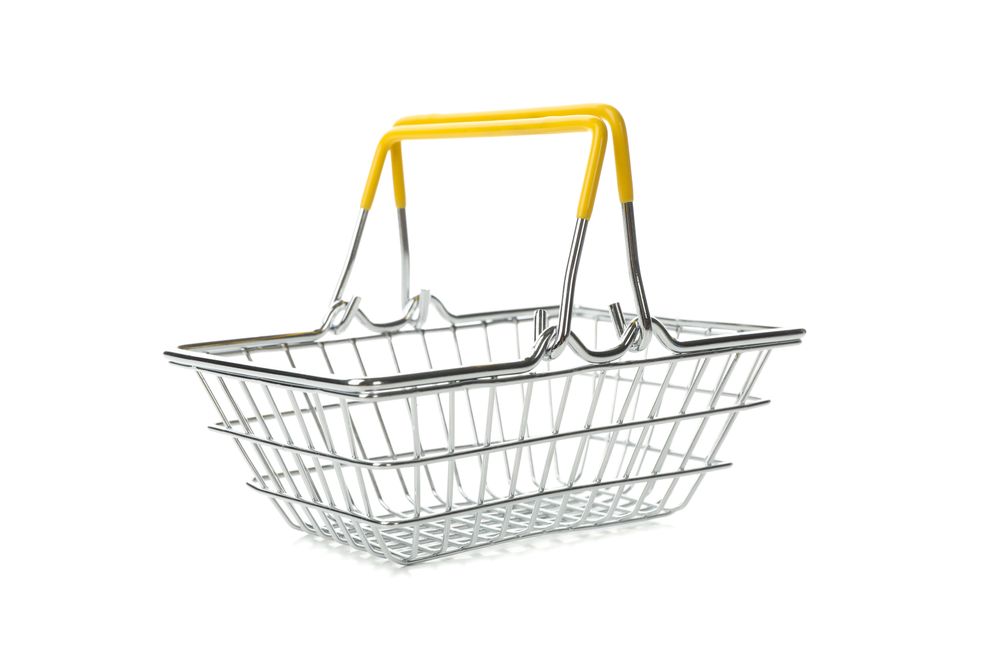 Empty shopping basket isolated on blank background