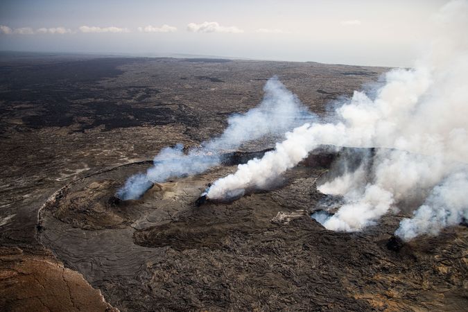 Aerial shot of Hawai’i Volcanoes National Park