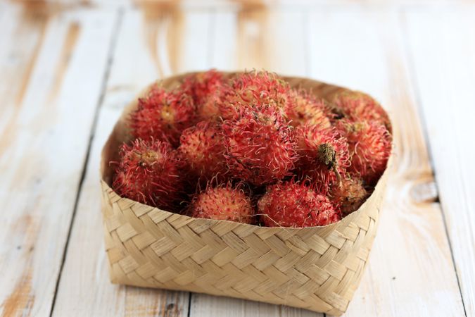 Rambutan, Tropical Fresh Fruit with Hairy Skin