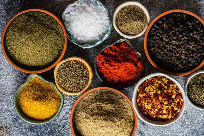 Traditional Georgian spices in bowls