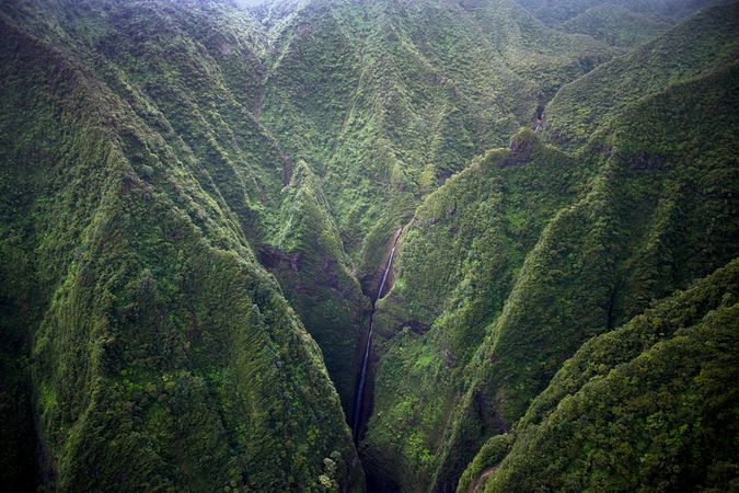 Waterfall in the mountains of Hawaii