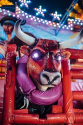 Mechanical bull in amusement park