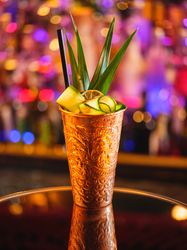 Moscow mule cocktail in copper mug