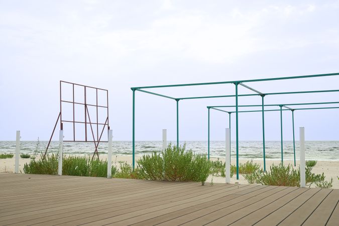 Sea coast in autumn after the closing of the beach season