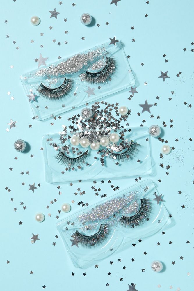 concept of cosmetology tools and beauty treatment, false eyelashes