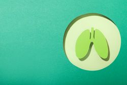 Green circle with green lungs with copy space