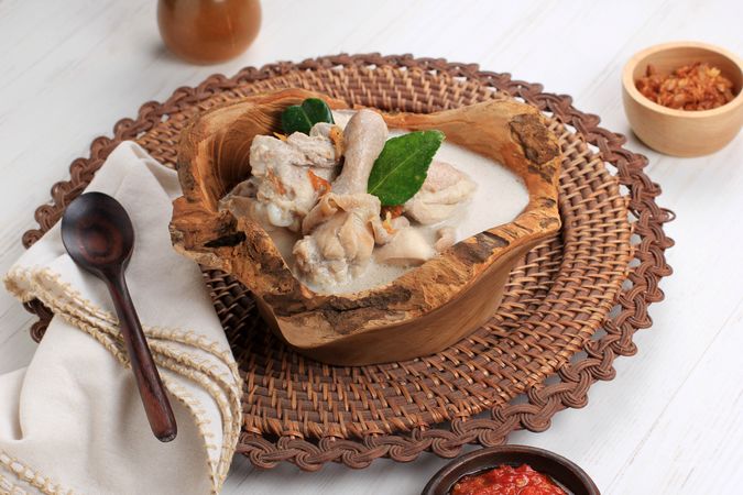 Opor ayam or Chicken Curry, Traditional Indonesian Food made from Chicken Cooked with Coconut Milk and Spices