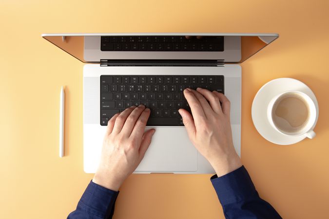 Flat Lay Workspace with Coffee