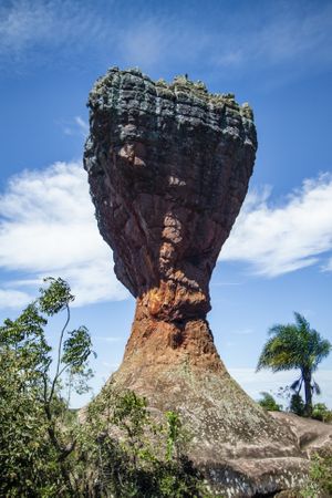 Brown rock formation in Vila Velha State Park in Ponta Grossa, Brazil