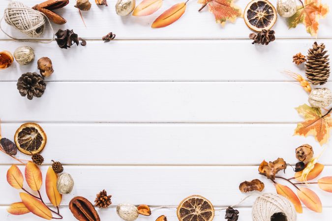 Autumn frame composition on light background