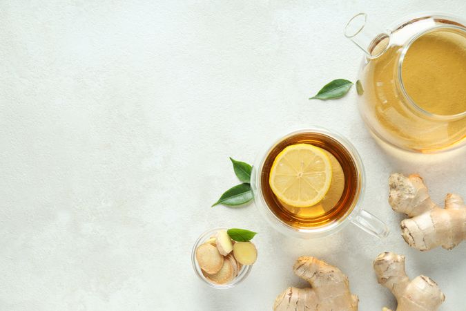 Cold treatment, healthcare concept - tea with ginger
