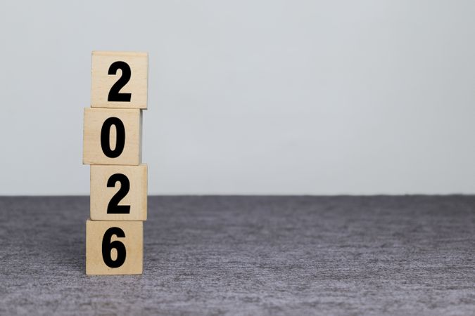 2026 plan words text on stack wooden blocks