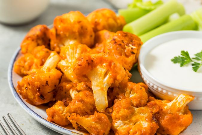 Roasted Homemade Baked Buffalo Cauliflower Wings