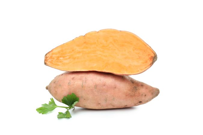 Concept of vegetables, sweet potato, isolated on blank background