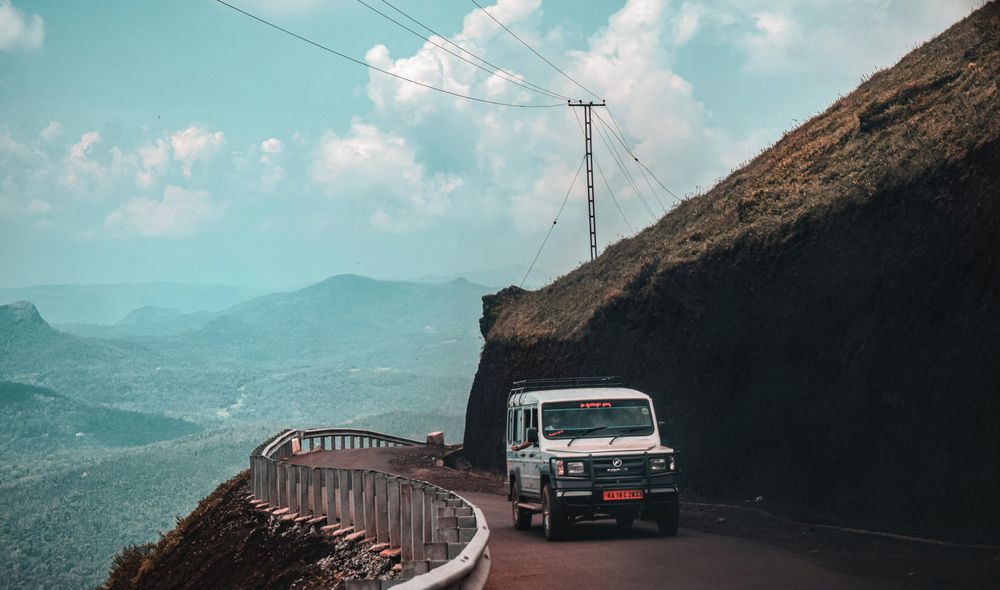 SUV car on mountain road